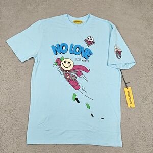 CivilizeD No Love Just Money Shirt Mens Large Light Blue Graphic Cartoon Tee New
